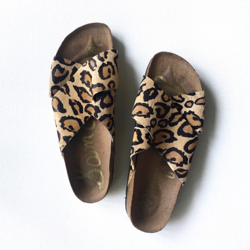 Sam Edelman Adora leopard print slides Size 10